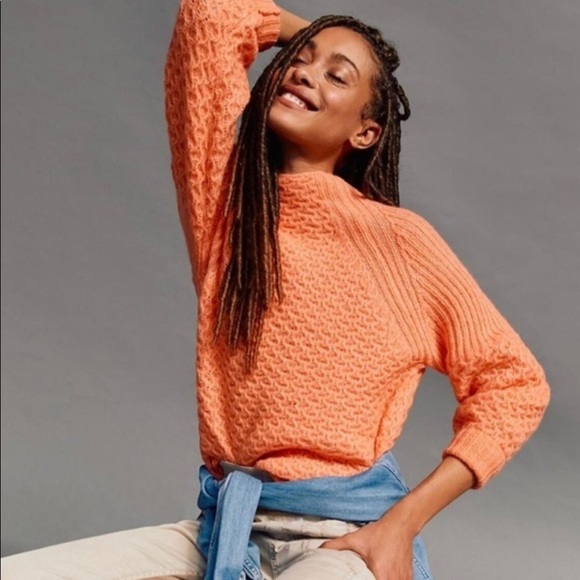Anthropologie Sweaters - Anthropologie Small Bia Mock Neck Sweater Orange
